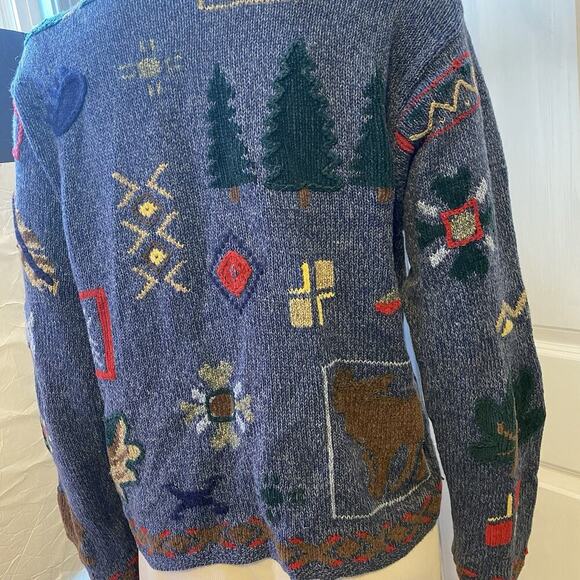 VTG 90s Robert Scott Knit Cardigan Sweater Linen Silk Wool Grandmacore Women S/L - Picture 8 of 8